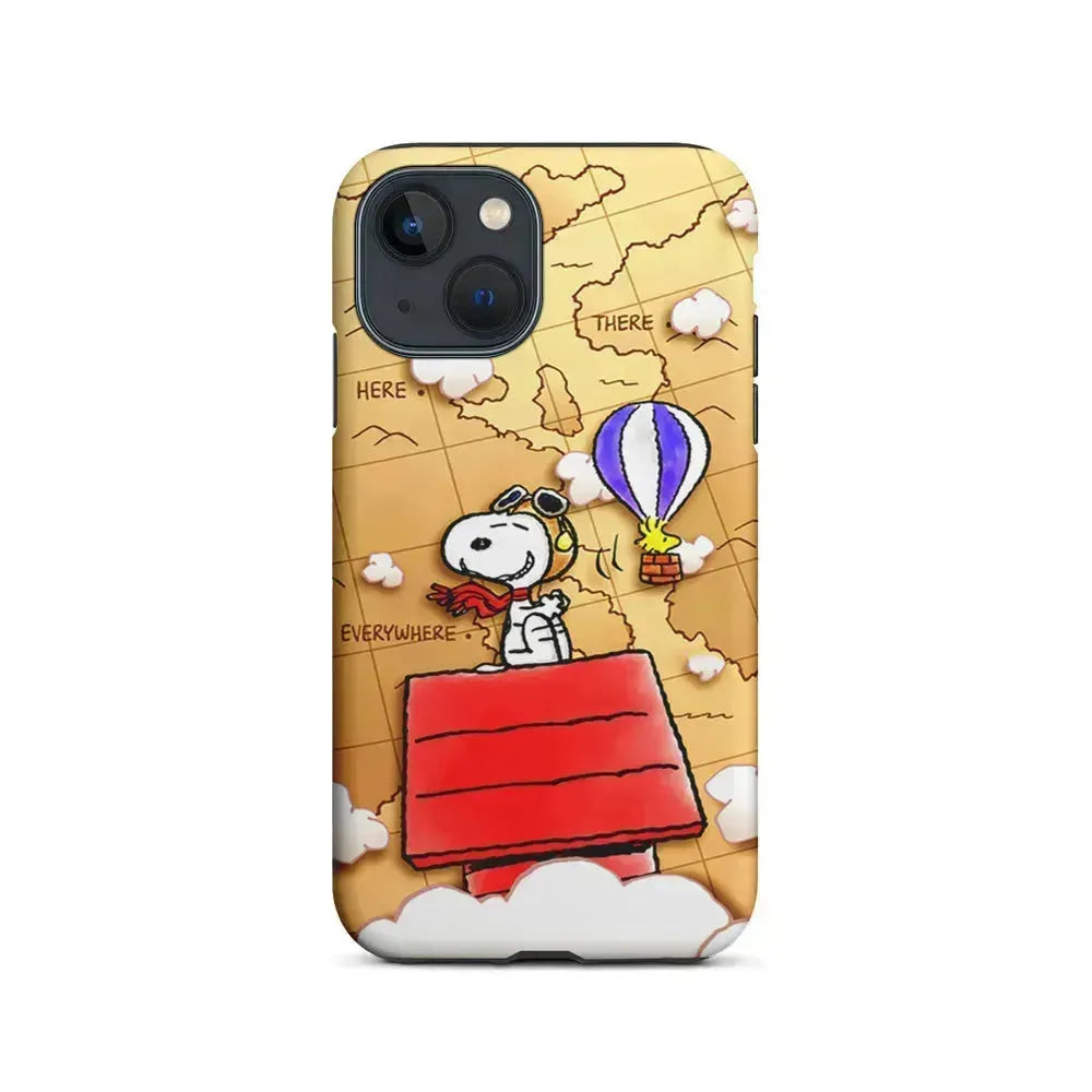 Snoopy Journey Around The World iPhone 13 Mini Case-2 in 1 Tough Case-Xtracase