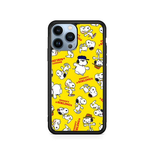 Snoopy and Siblings Dance iPhone 13 Pro Max Case-Rubber / Black (2D Case)-Xtracase
