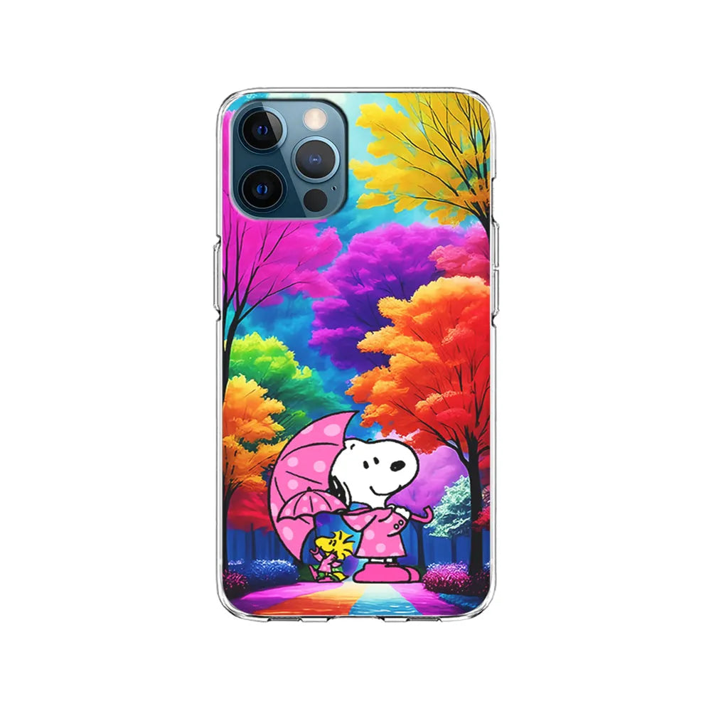 Snoopy and Woodstock in the Forest iPhone 13 Pro Max Case-Clear Soft Case-Xtracase