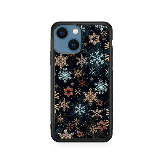 Snowflakes Winter iPhone 13 Mini Case-Rubber / Black (2D Case)-Xtracase