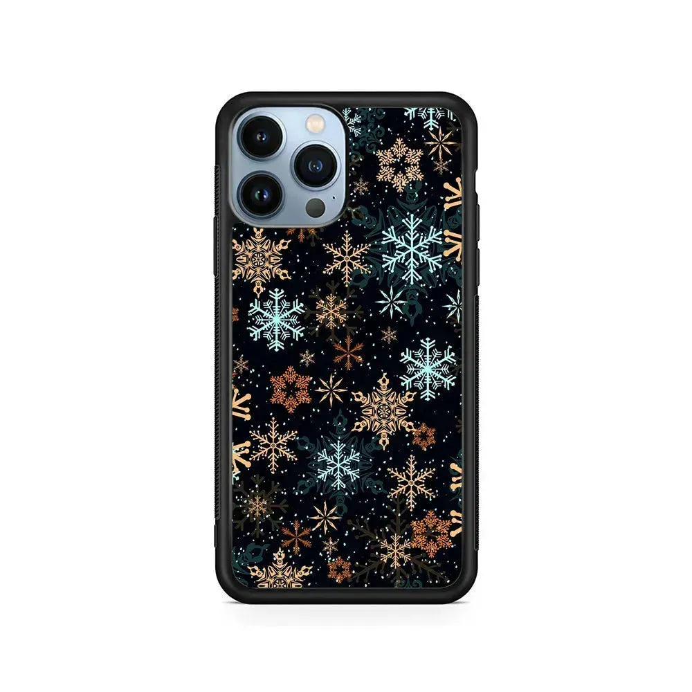 Snowflakes Winter iPhone 15 Pro Max Case-Rubber / Black (2D Case)-Xtracase