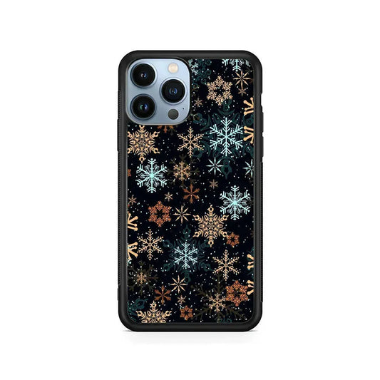 Snowflakes Winter iPhone 15 Pro Max Case-Rubber / Black (2D Case)-Xtracase