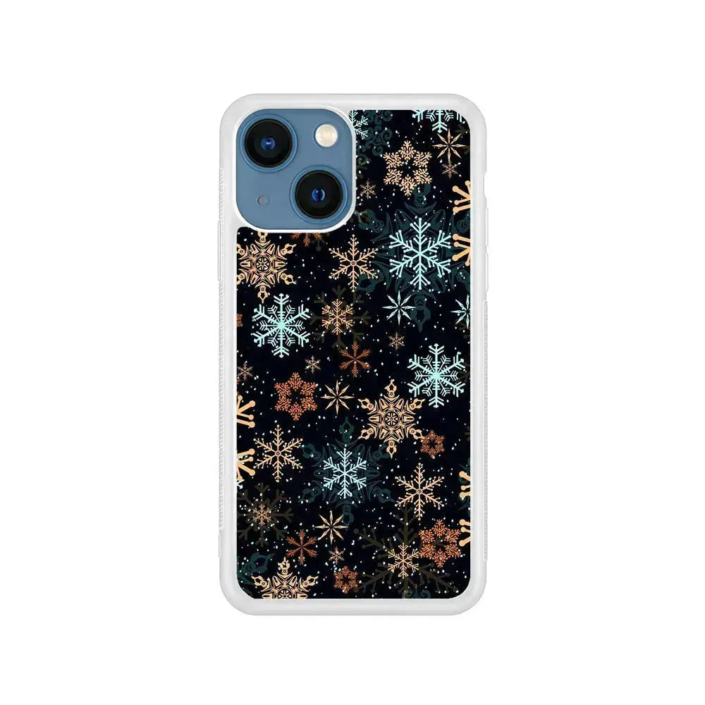 Snowflakes Winter iPhone 13 Mini Case-Rubber / White (2D Case)-Xtracase