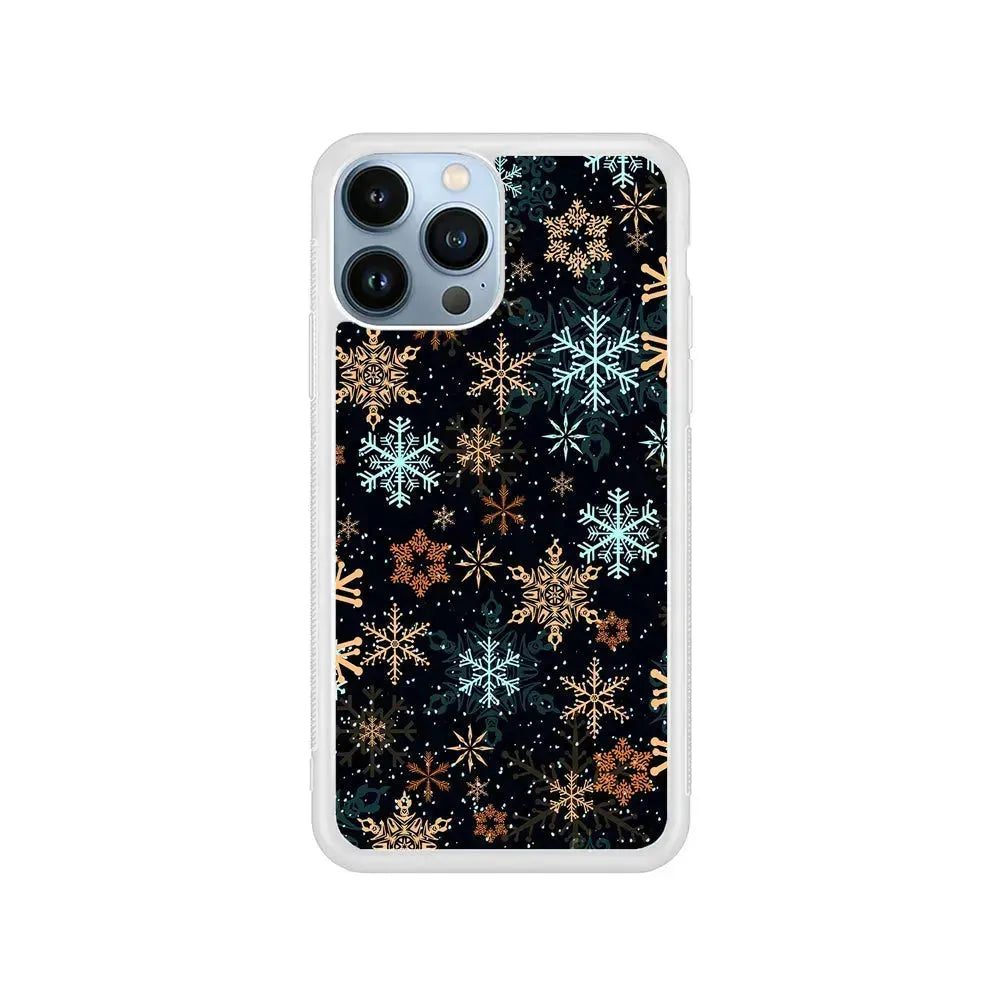 Snowflakes Winter iPhone 15 Pro Max Case-Rubber / White (2D Case)-Xtracase