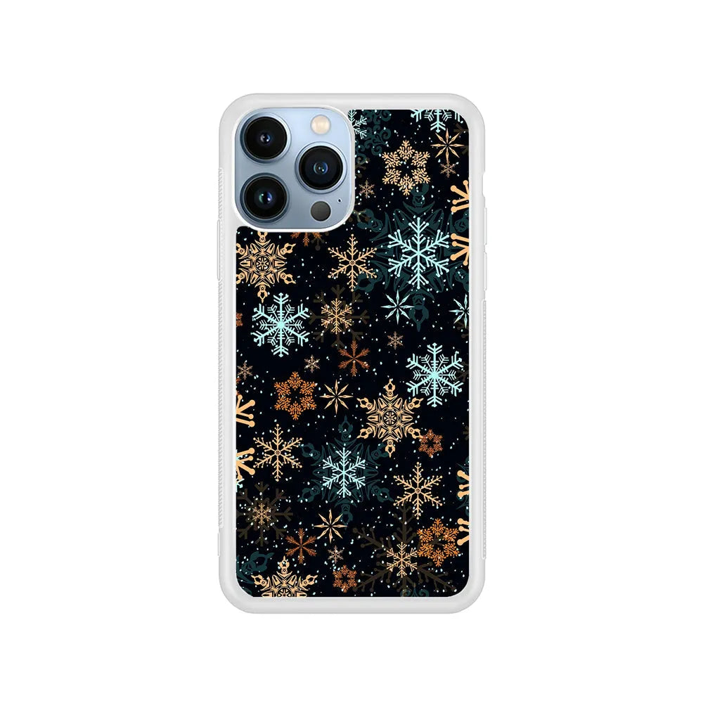 Snowflakes Winter iPhone 13 Pro Case-Rubber / White (2D Case)-Xtracase
