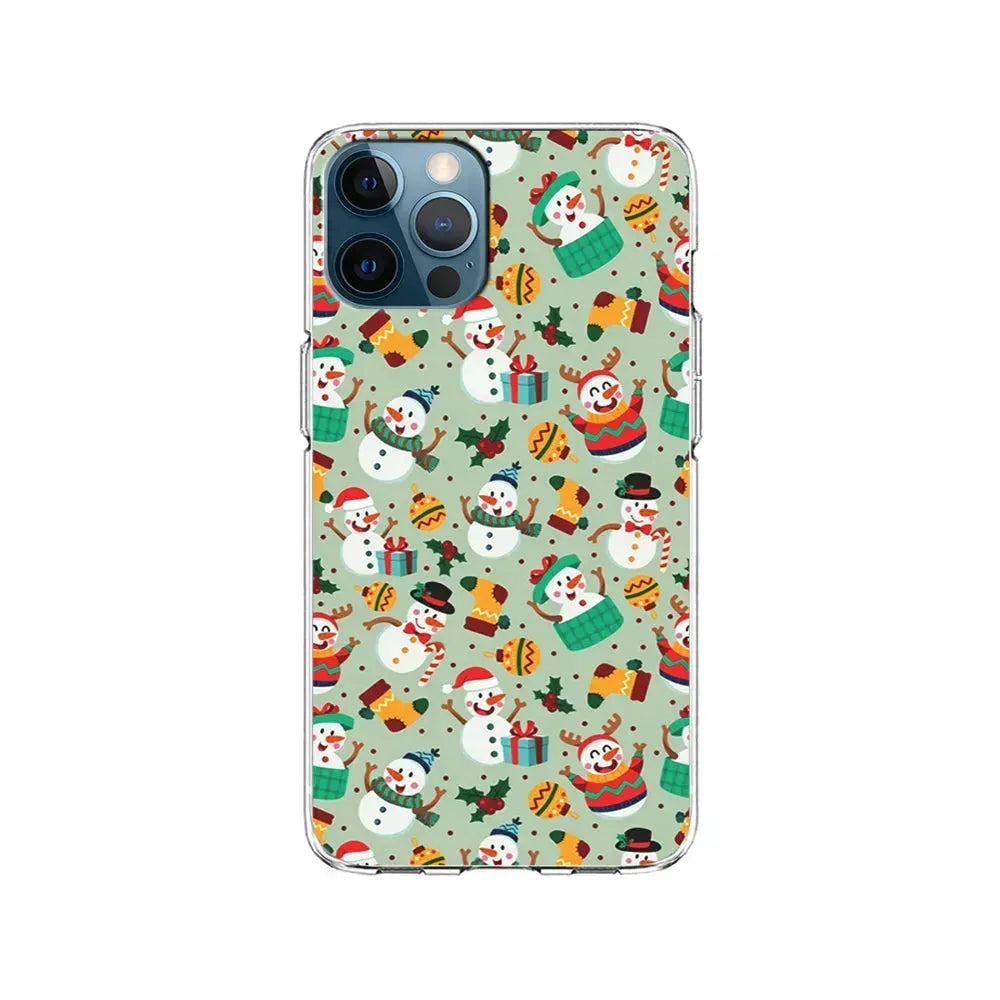 Snowman Cartoon Christmas Pattern iPhone 15 Pro Max Case-Clear Soft Case-Xtracase