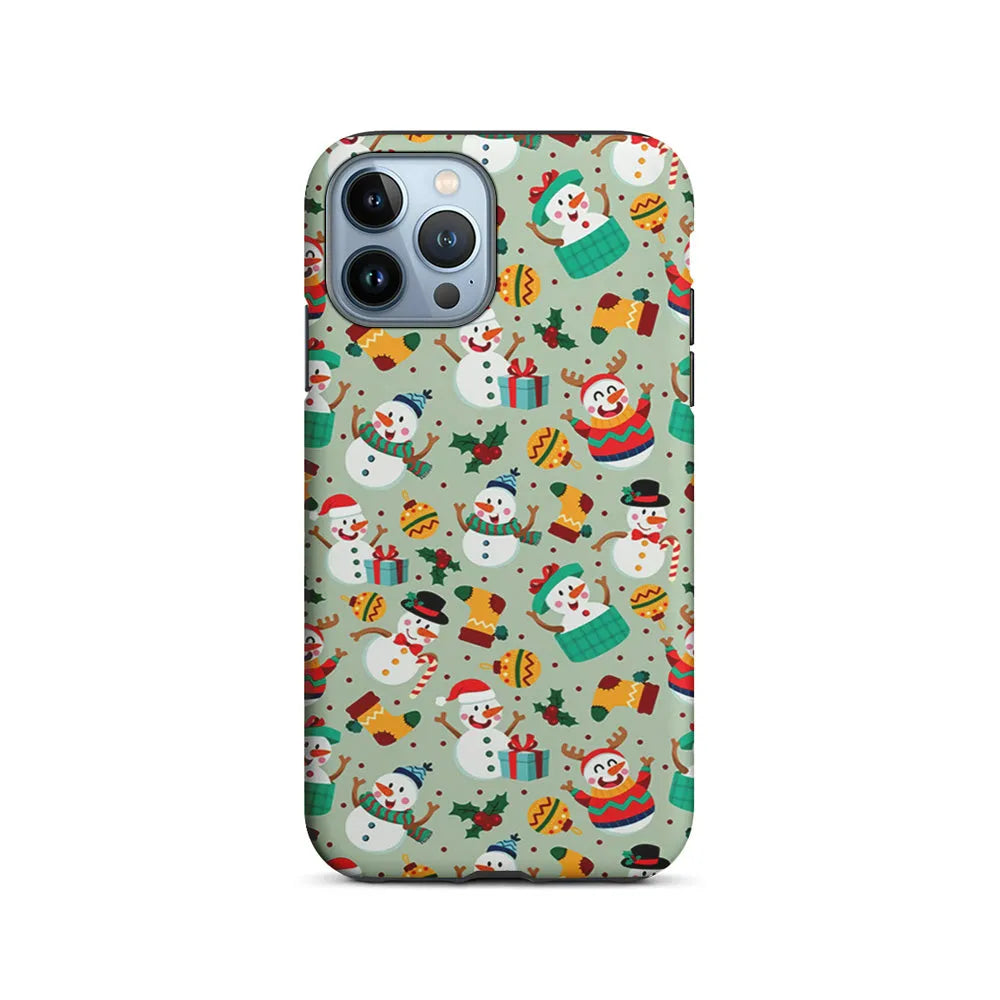 Snowman Cartoon Christmas Pattern iPhone 13 Pro Case-2 in 1 Tough Case-Xtracase