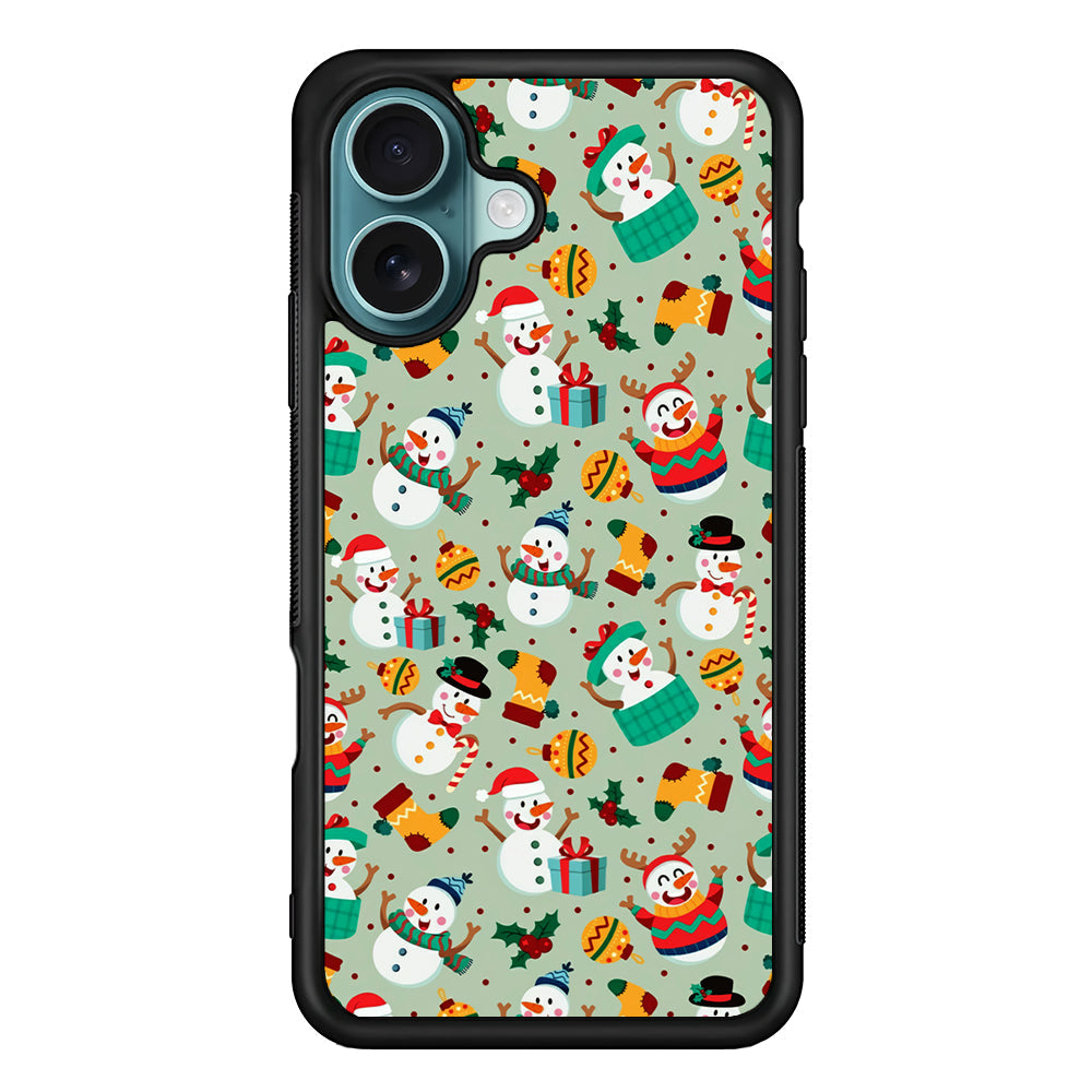 Snowman Cartoon Christmas Pattern iPhone 16 Plus Case - Xtracase
