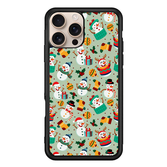 Snowman Cartoon Christmas Pattern iPhone 16 Pro Max Case - iPhone 16 Pro Max