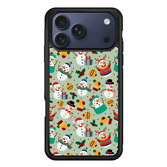 Snowman Cartoon Christmas Pattern iPhone 17 Pro Max Case - Xtracase