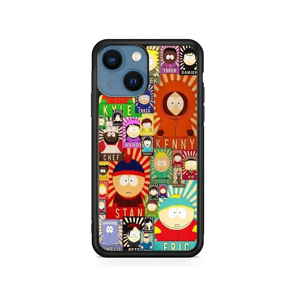 South Park All Characters iPhone 13 Mini Case-Rubber / Black (2D Case)-Xtracase