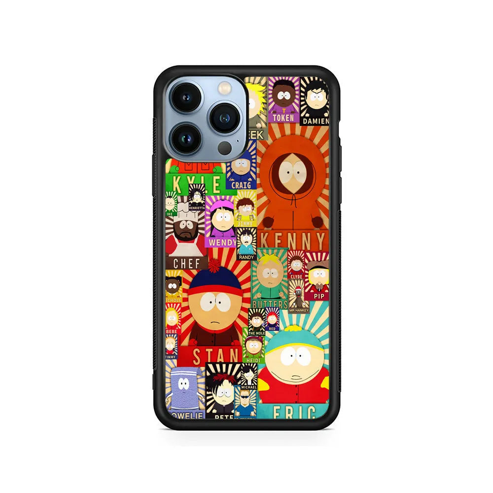 South Park All Characters iPhone 13 Pro Case-Rubber / Black (2D Case)-Xtracase