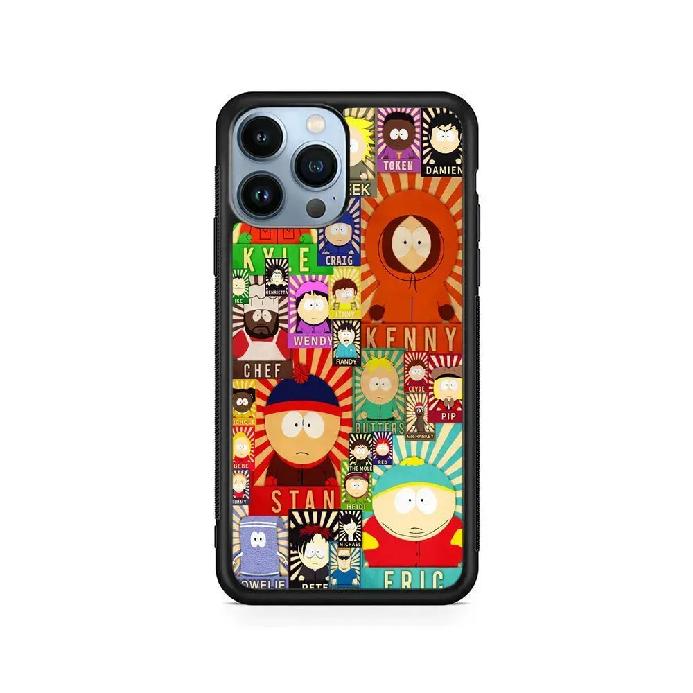 South Park All Characters iPhone 15 Pro Max Case-Rubber / Black (2D Case)-Xtracase