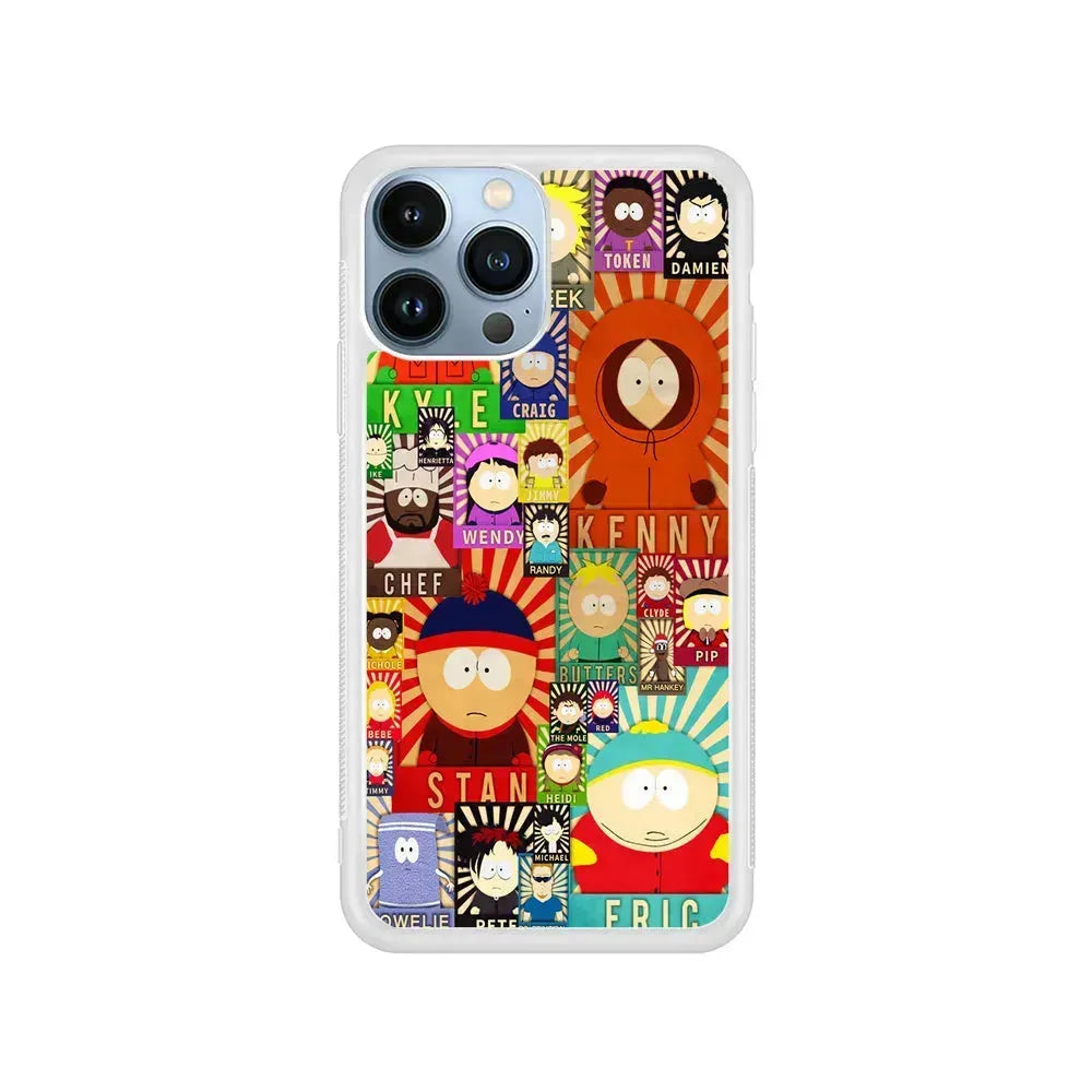 South Park All Characters iPhone 15 Pro Max Case-Rubber / White (2D Case)-Xtracase