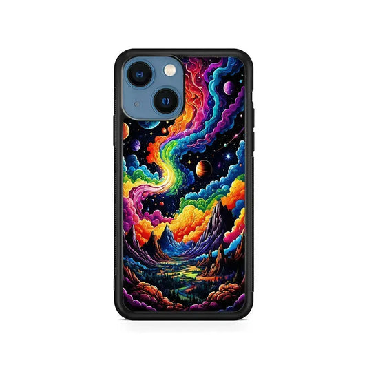 Space Planets Fantasy iPhone 13 Mini Case-Rubber / Black (2D Case)-Xtracase