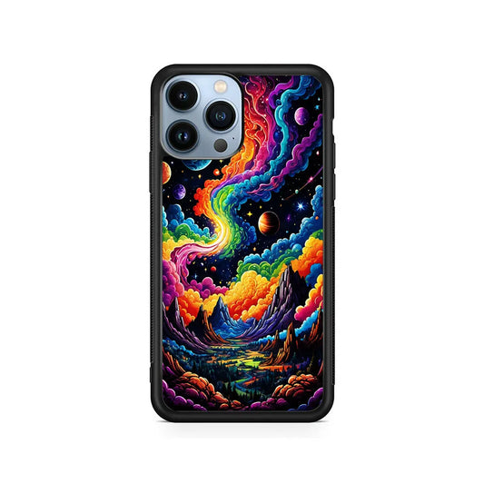 Space Planets Fantasy iPhone 13 Pro Max Case-Rubber / Black (2D Case)-Xtracase