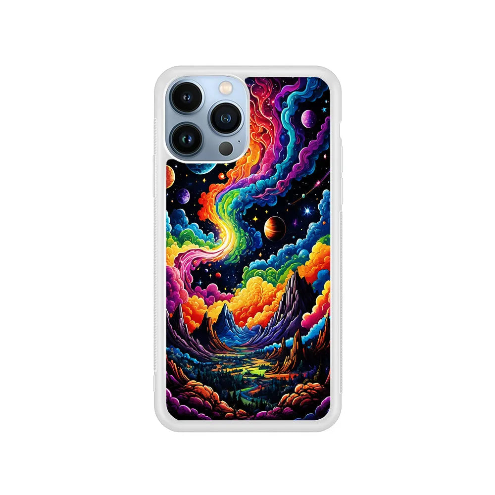 Space Planets Fantasy iPhone 13 Pro Case-Rubber / White (2D Case)-Xtracase