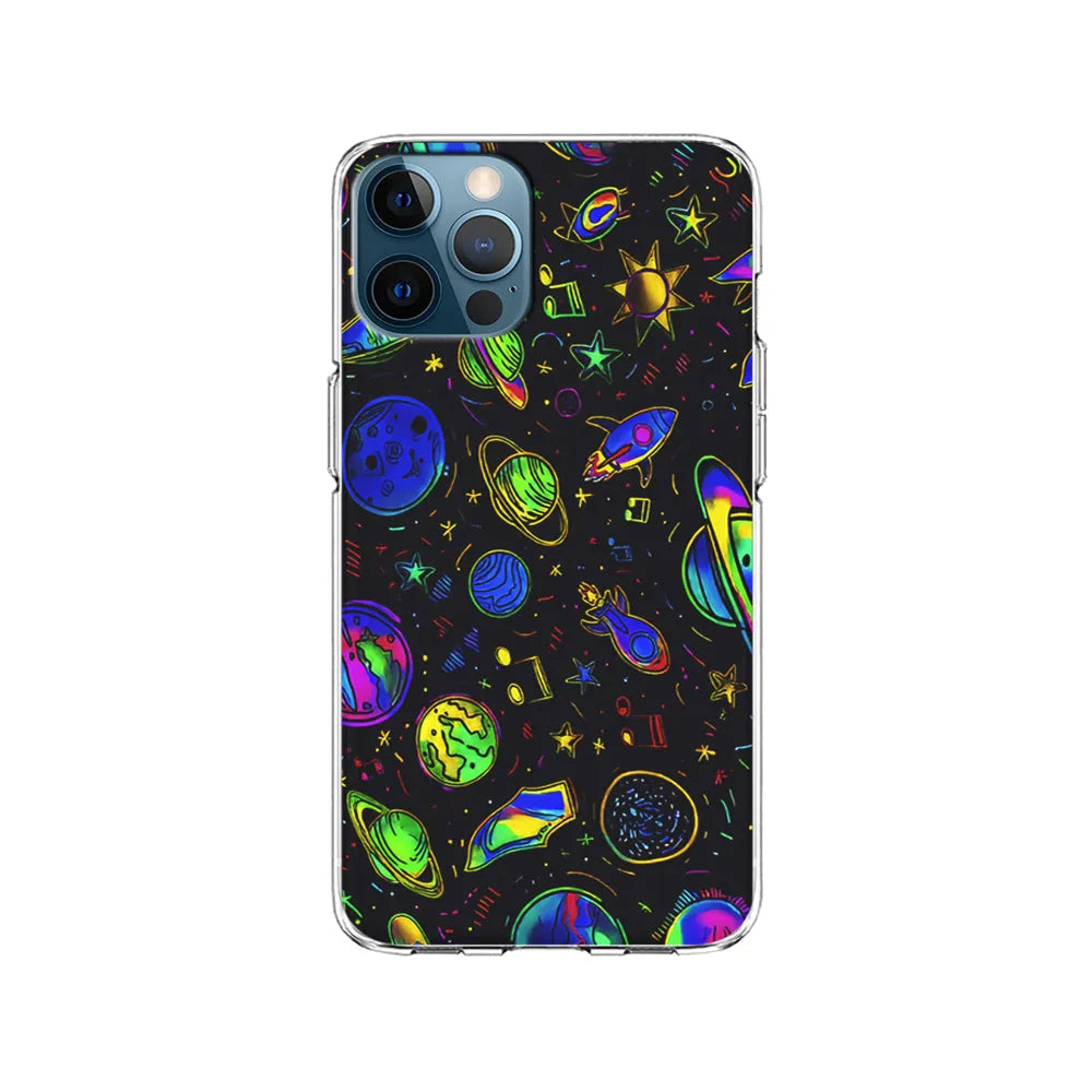 Space Planets and Spaceships iPhone 13 Pro Case-Clear Soft Case-Xtracase