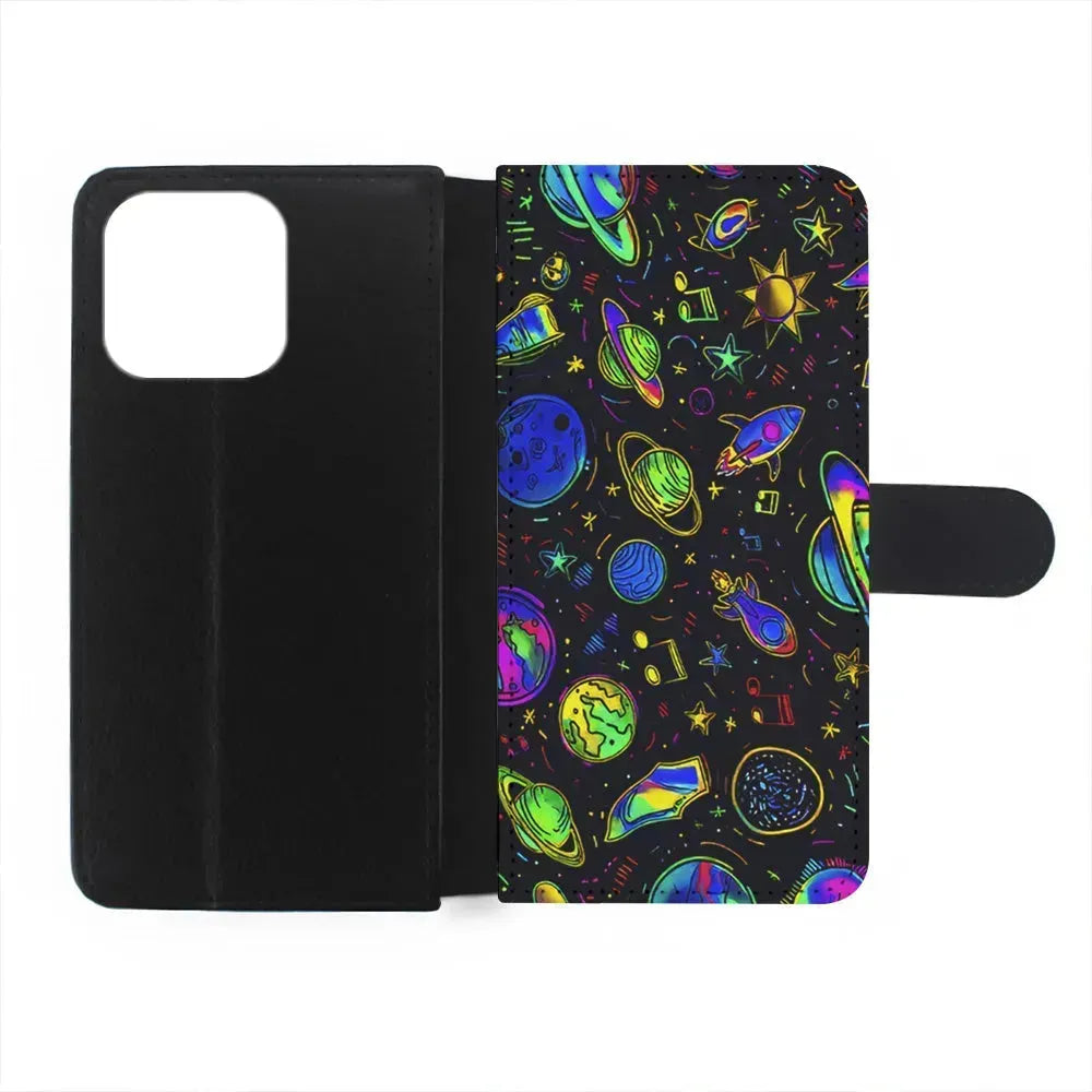 Space Planets and Spaceships iPhone 15 Pro Max Case-Flip Wallet Case-Xtracase
