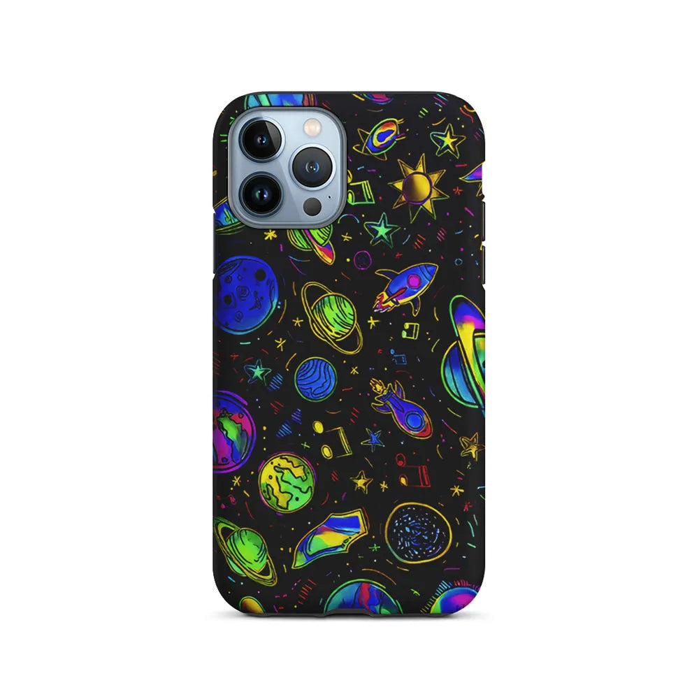 Space Planets and Spaceships iPhone 13 Pro Max Case-2 in 1 Tough Case-Xtracase