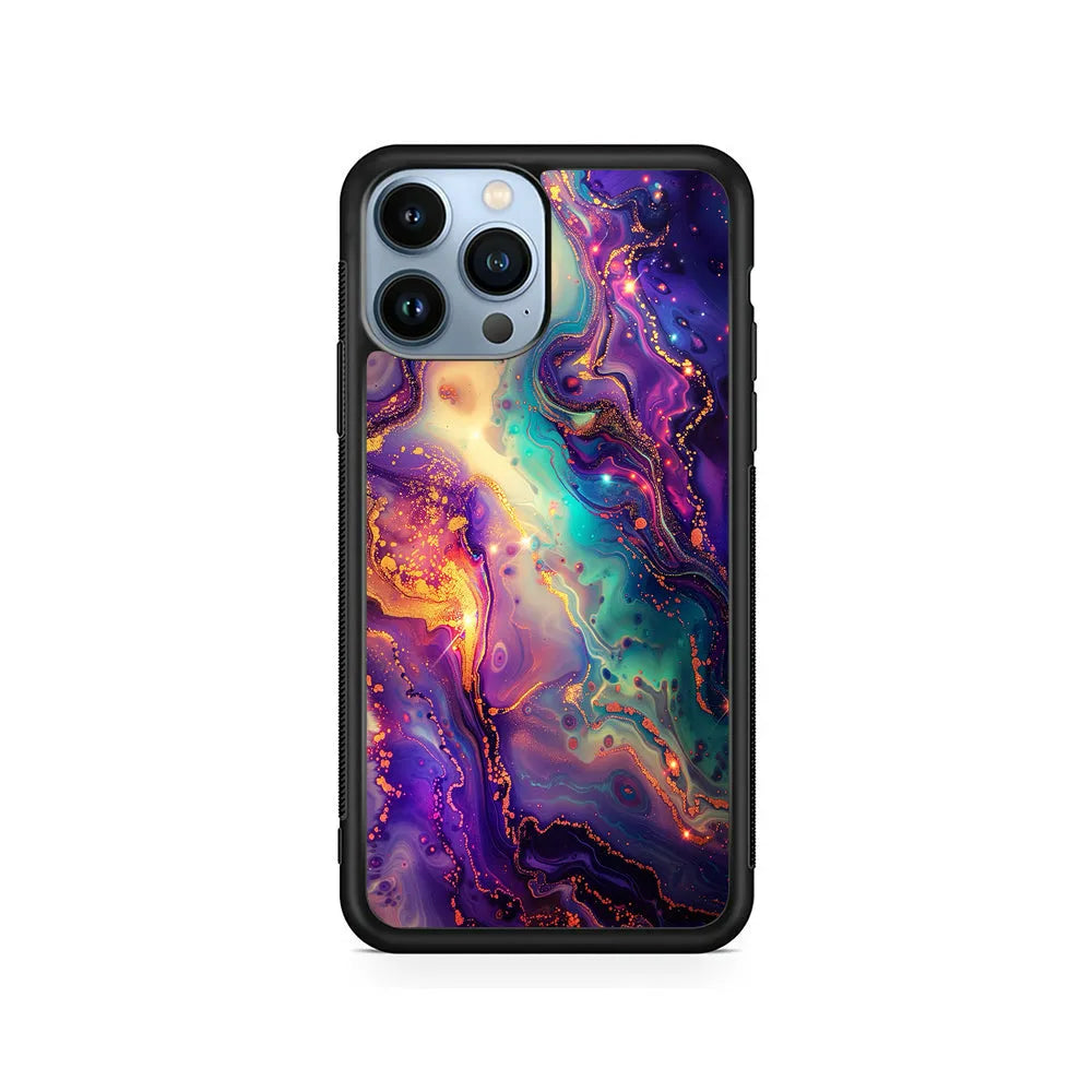Sparkling Marble Abstract iPhone 13 Pro Max Case-Rubber / Black (2D Case)-Xtracase