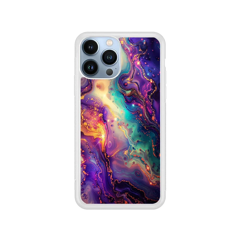 Sparkling Marble Abstract iPhone 13 Pro Max Case-Rubber / White (2D Case)-Xtracase