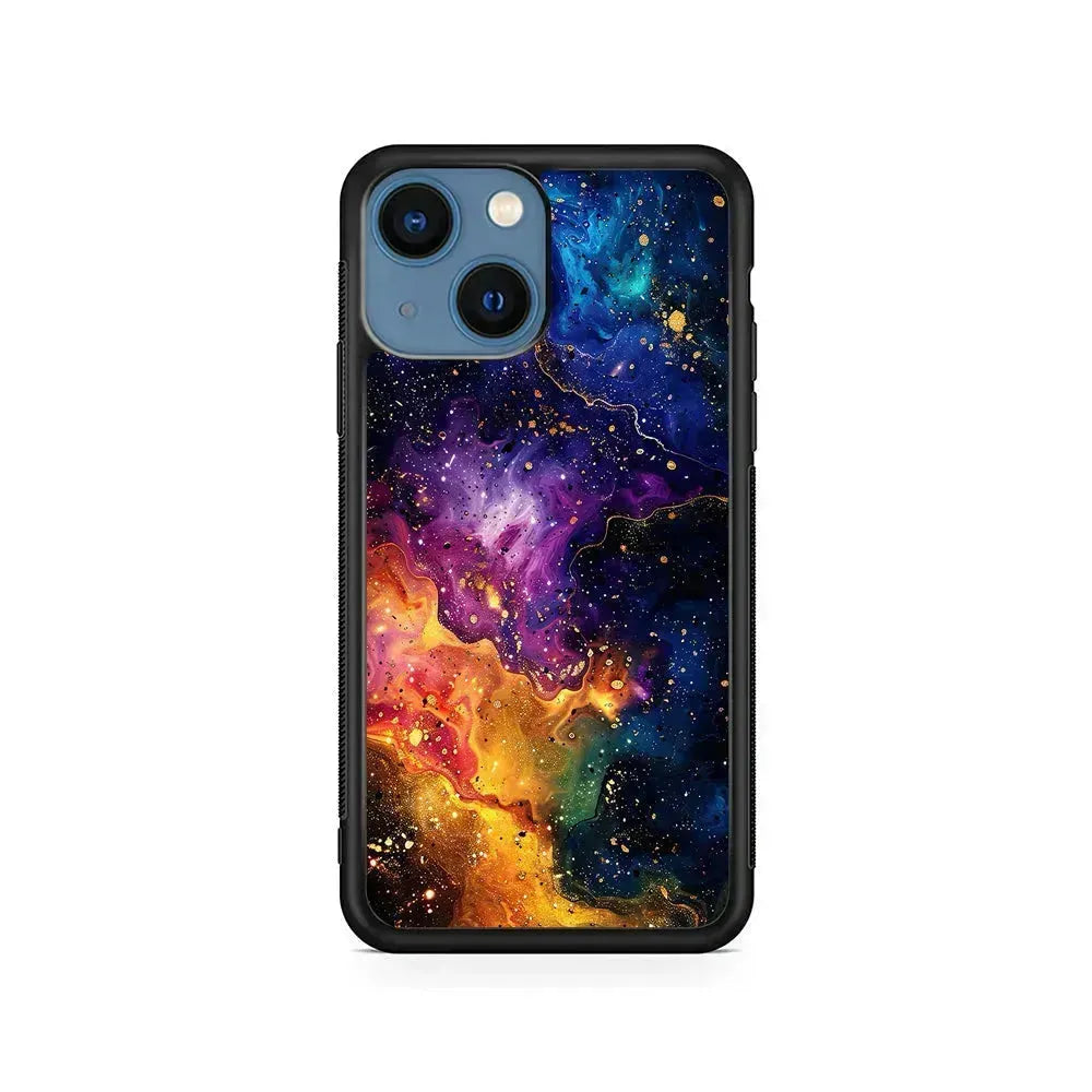 Sparkling Vibrant Abstract Fluid iPhone 13 Mini Case-Rubber / Black (2D Case)-Xtracase