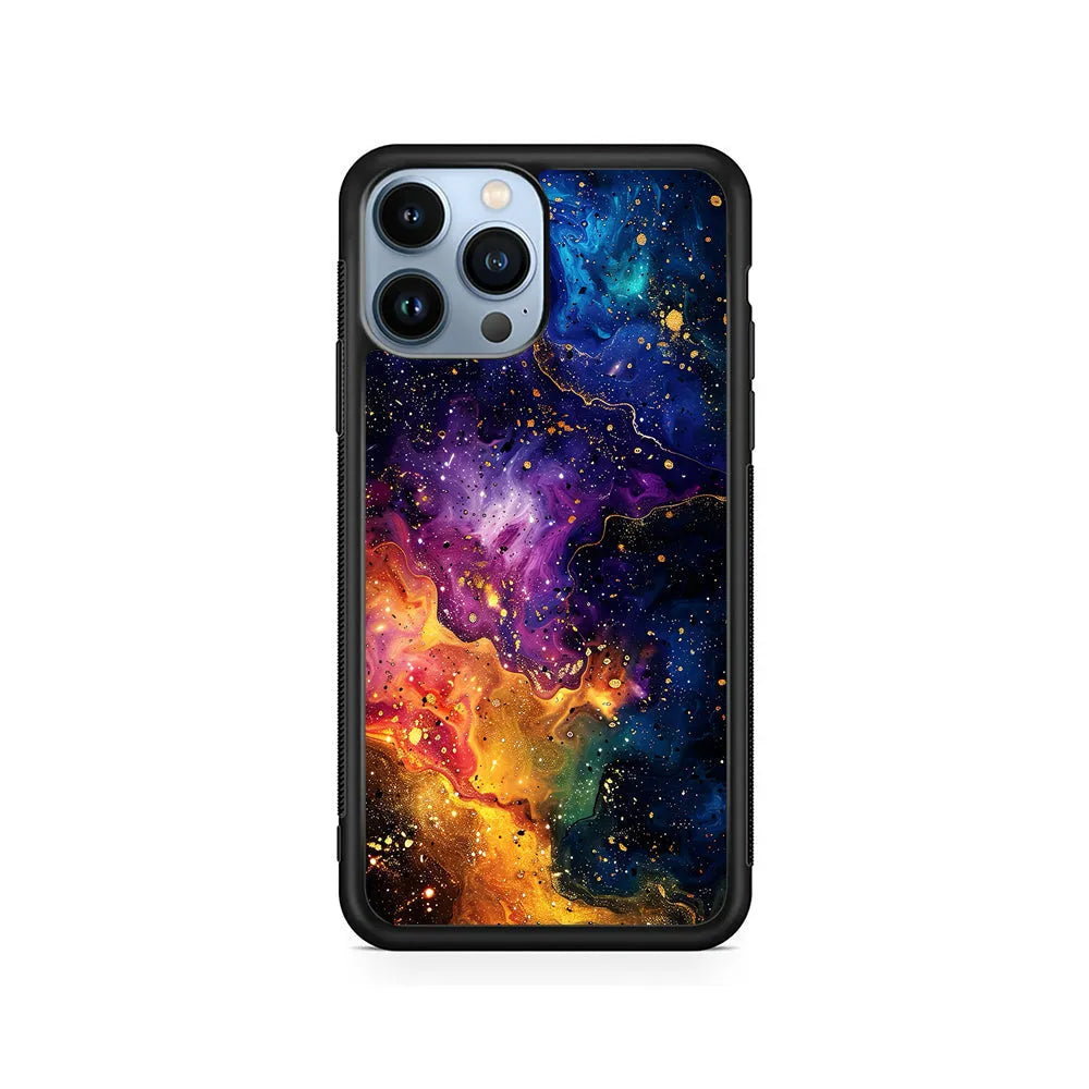 Sparkling Vibrant Abstract Fluid iPhone 13 Pro Case-Rubber / Black (2D Case)-Xtracase