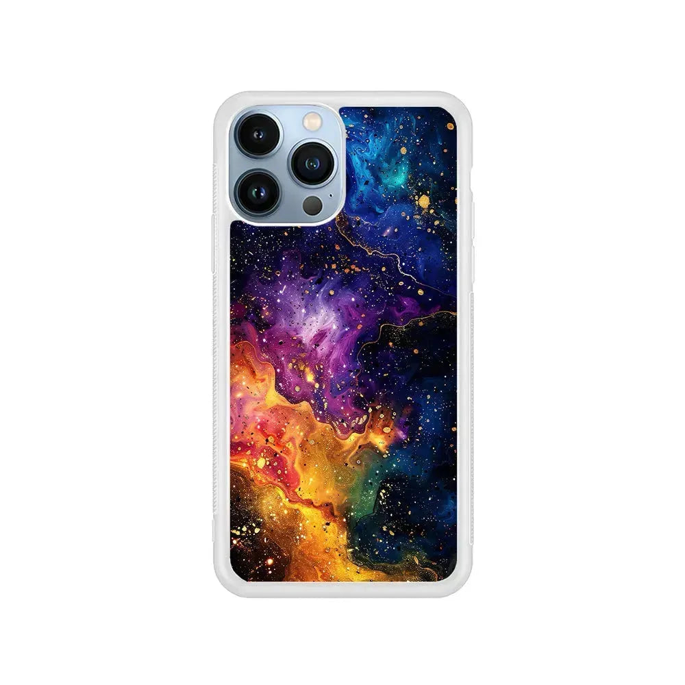 Sparkling Vibrant Abstract Fluid iPhone 15 Pro Max Case-Rubber / White (2D Case)-Xtracase