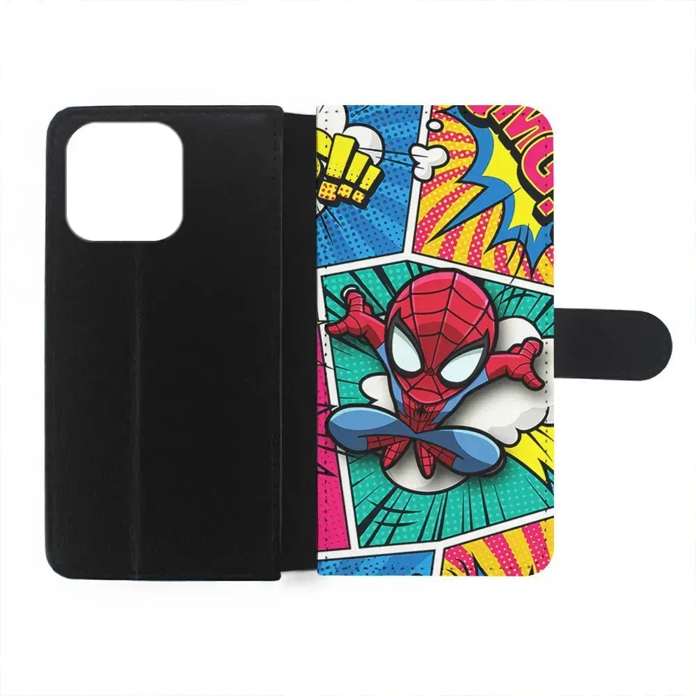 Spiderman Comic Poof iPhone 15 Pro Max Case-Flip Wallet Case-Xtracase