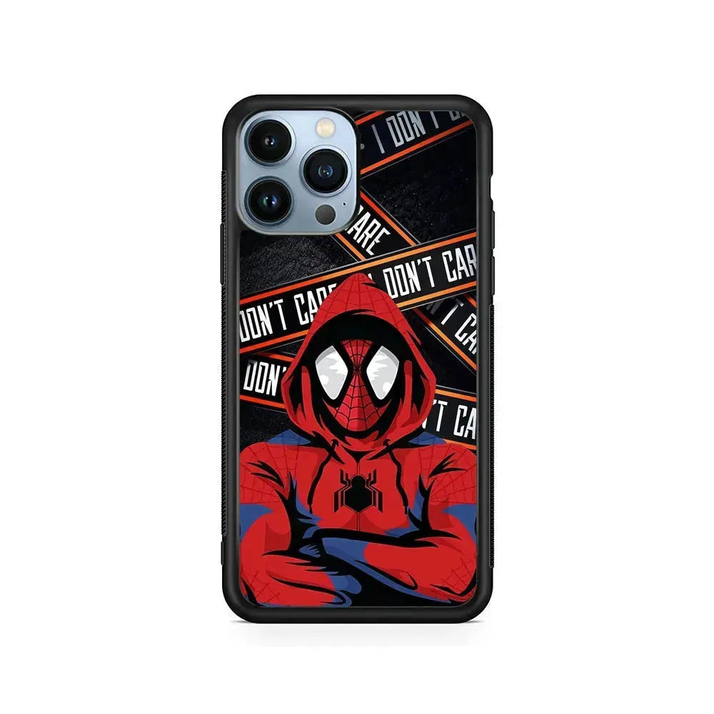 Spiderman Indifferent Mode iPhone 15 Pro Max Case-Rubber / Black (2D Case)-Xtracase
