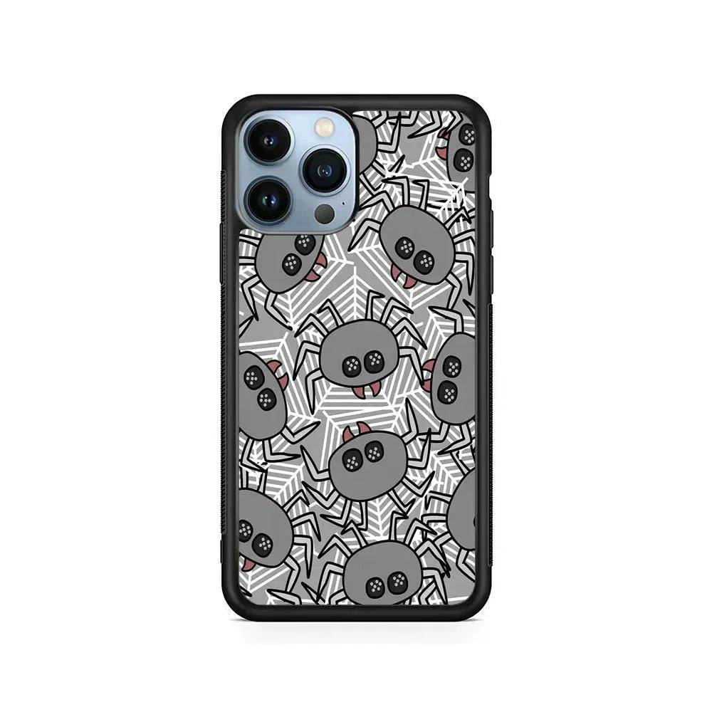 Spidersweb Cartoon iPhone 15 Pro Max Case-Rubber / Black (2D Case)-Xtracase