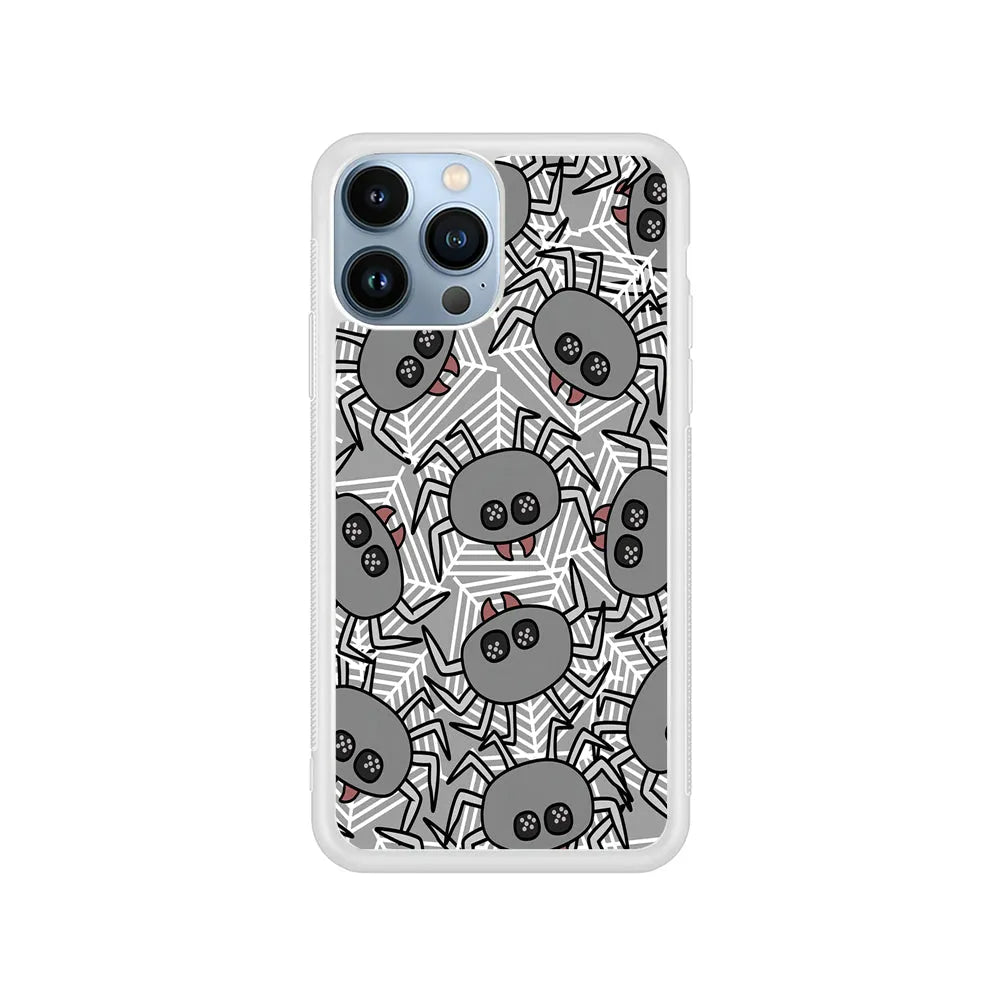 Spidersweb Cartoon iPhone 13 Pro Case-Rubber / White (2D Case)-Xtracase