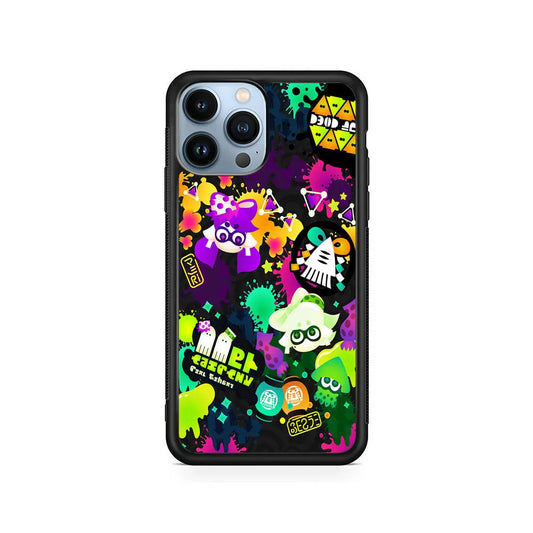 Splatoon Squid Graffiti iPhone 13 Pro Case-Rubber / Black (2D Case)-Xtracase