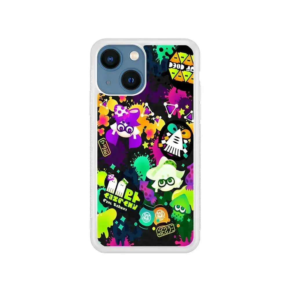 Splatoon Squid Graffiti iPhone 13 Mini Case-Rubber / White (2D Case)-Xtracase