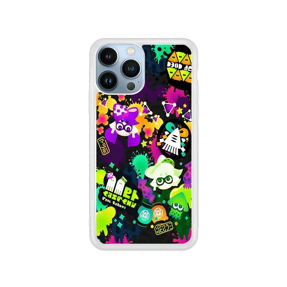 Splatoon Squid Graffiti iPhone 15 Pro Max Case-Rubber / White (2D Case)-Xtracase