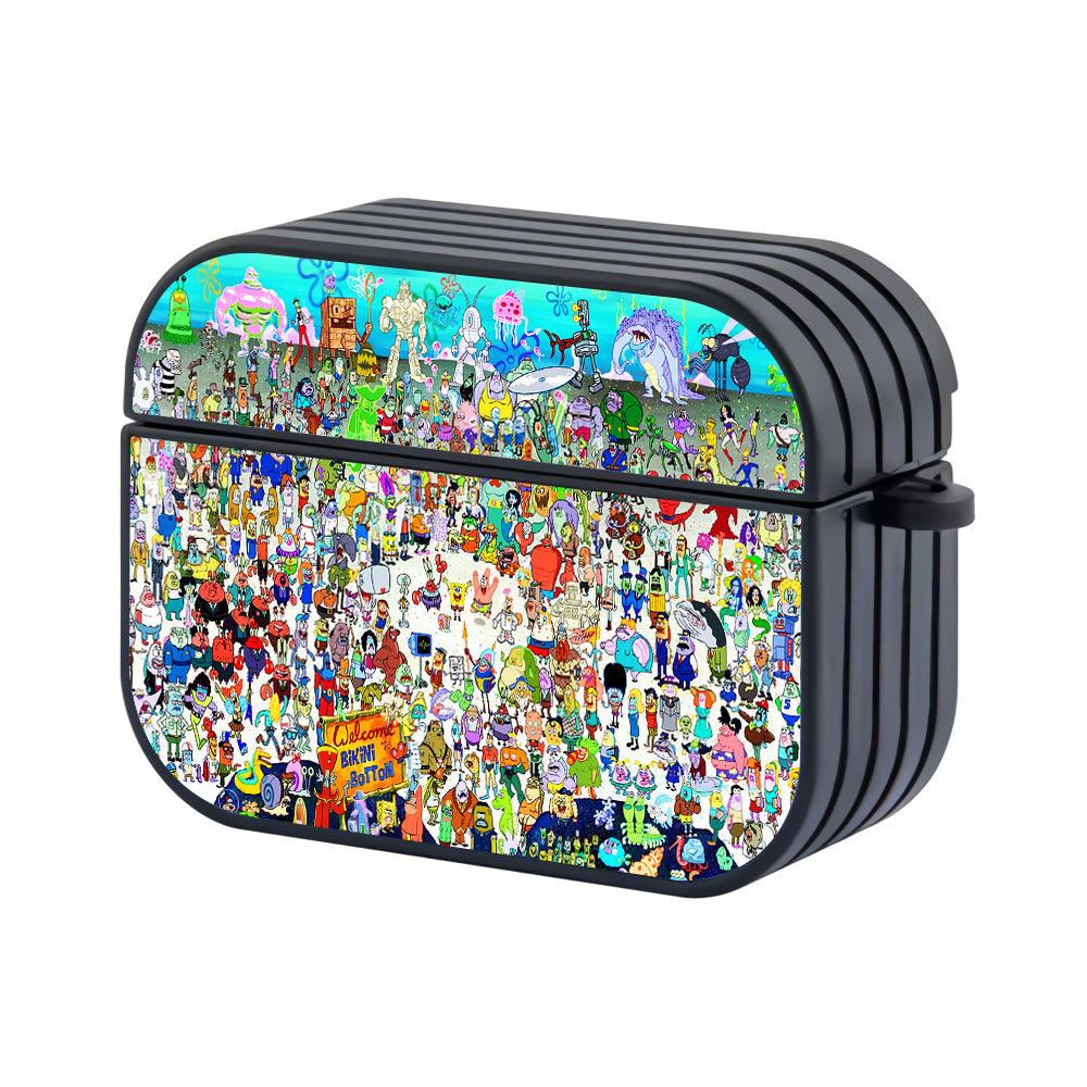 SpongeBob Bikini Bottom's Full Characters Hard Plastic Case Cover For Apple Airpods Pro 3-Xtracase