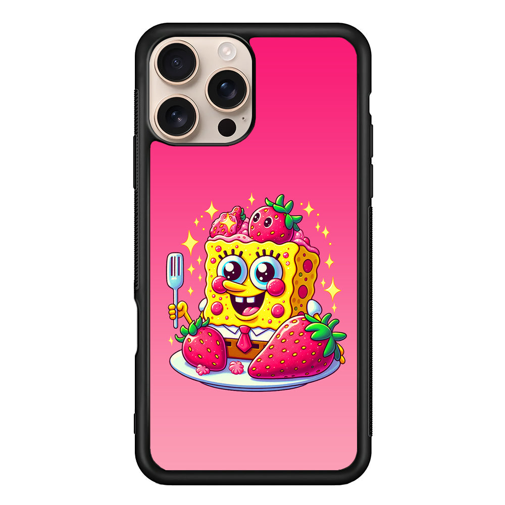 SpongeBob Eating Strawberry iPhone 16 Pro Max Case - iPhone 16 Pro Max