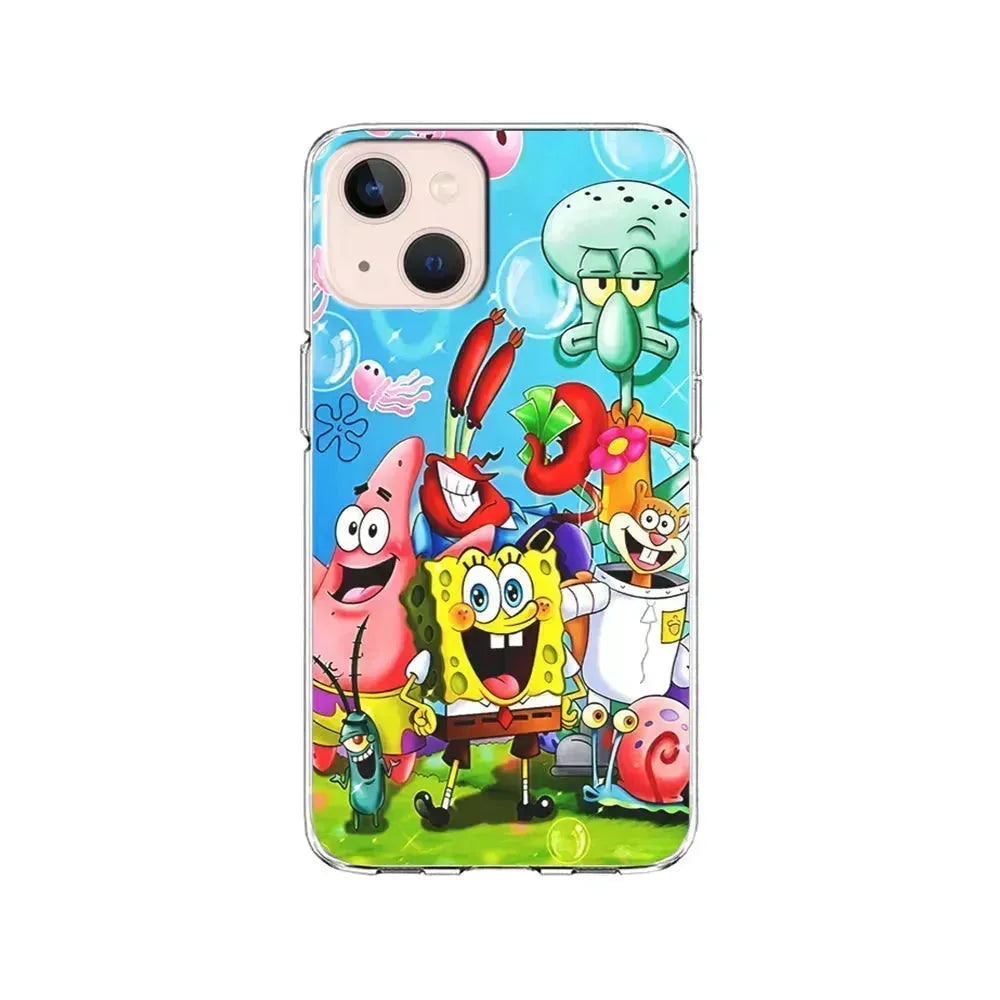 SpongeBob SquarePants Family iPhone 13 Mini Case-Clear Soft Case-Xtracase