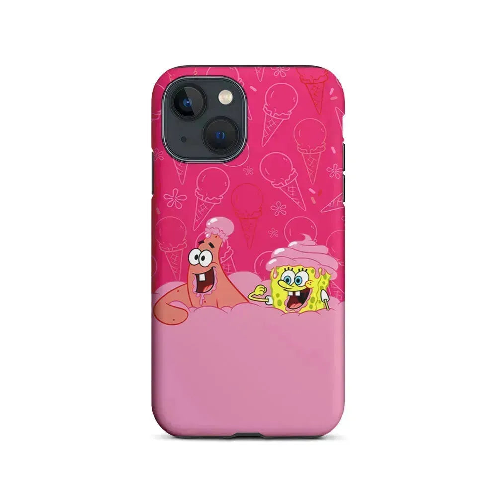 Spongebob and Patrick Eating Ice Cream iPhone 13 Mini Case-2 in 1 Tough Case-Xtracase