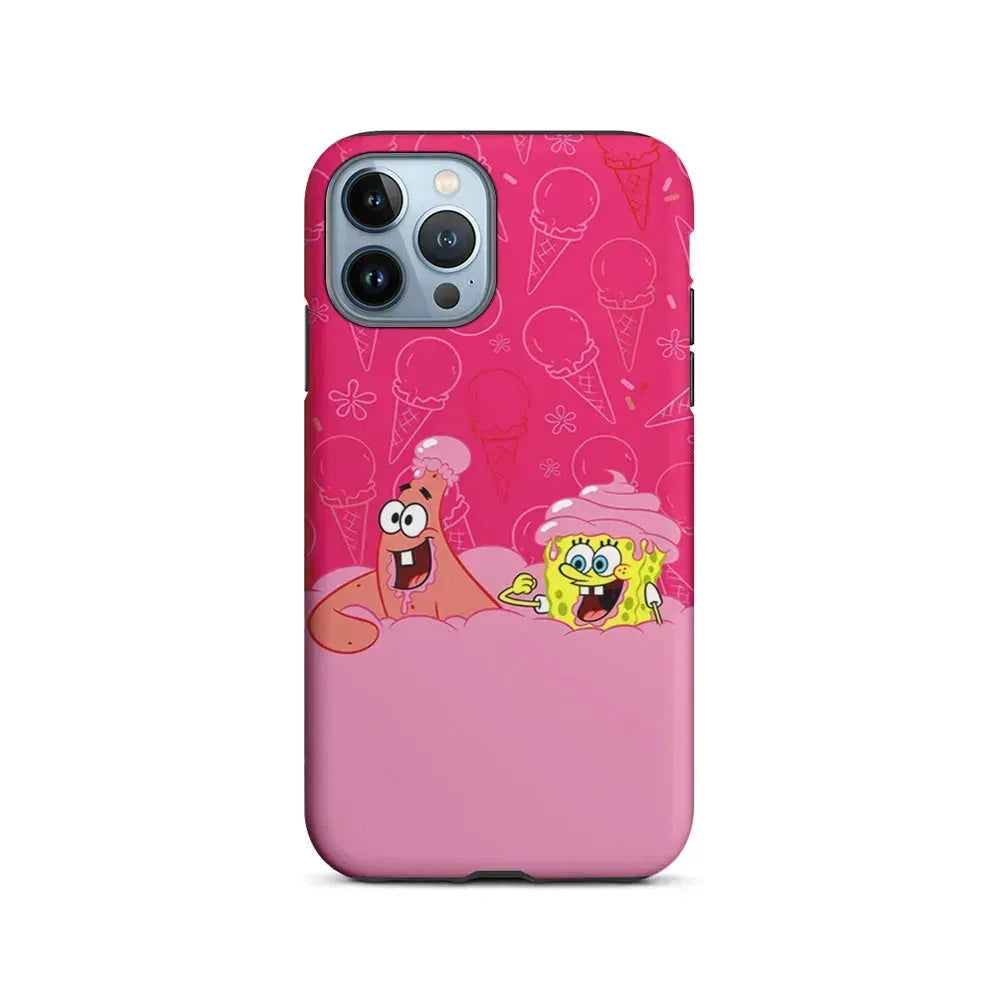 Spongebob and Patrick Eating Ice Cream iPhone 15 Pro Max Case-2 in 1 Tough Case-Xtracase