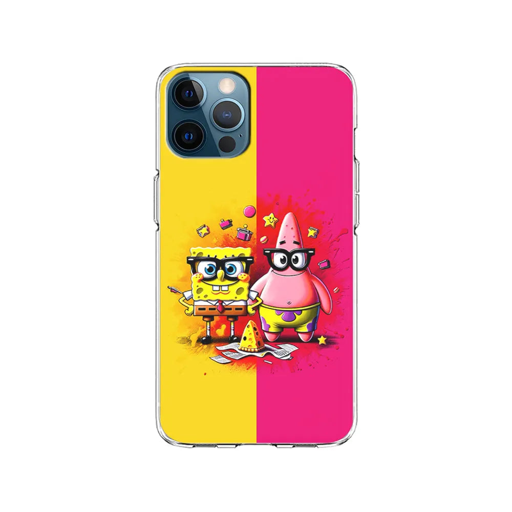 Spongebob and Patrick Yellow Pink iPhone 13 Pro Max Case-Clear Soft Case-Xtracase