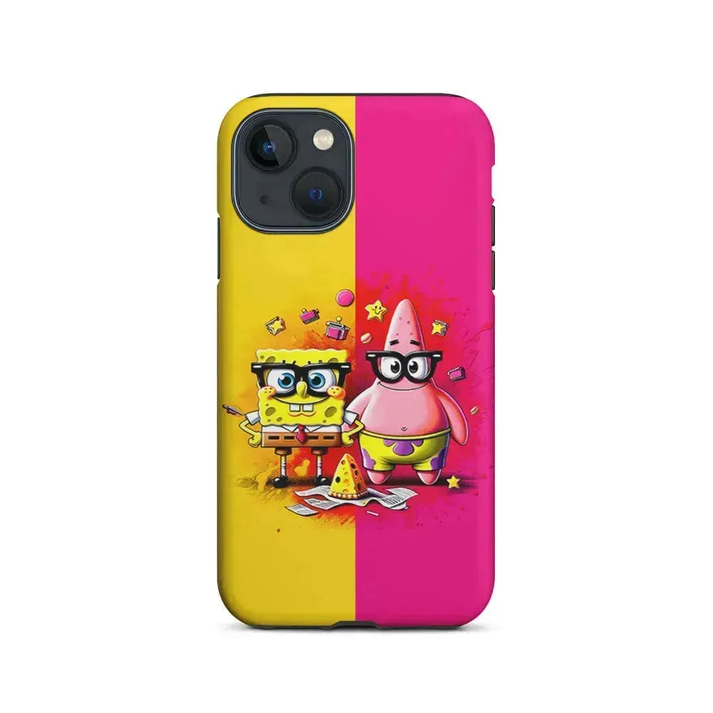 Spongebob and Patrick Yellow Pink iPhone 13 Mini Case-2 in 1 Tough Case-Xtracase