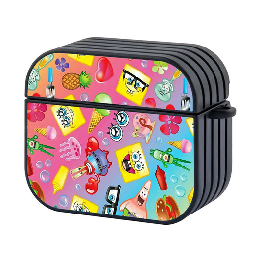 Spongebobs Family Pattern Rainbow Hard Plastic Case Cover For Apple Airpods 4-Xtracase