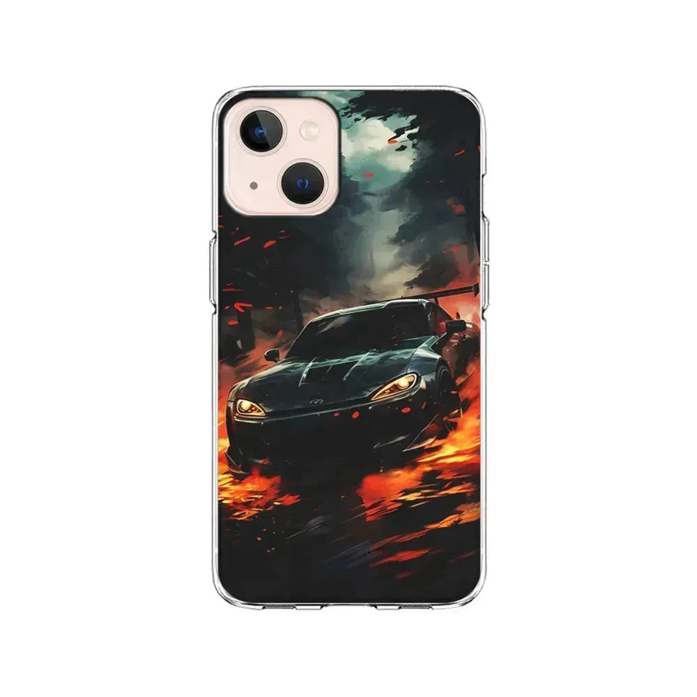 Sport Car Drift Smoke iPhone 13 Mini Case-Clear Soft Case-Xtracase