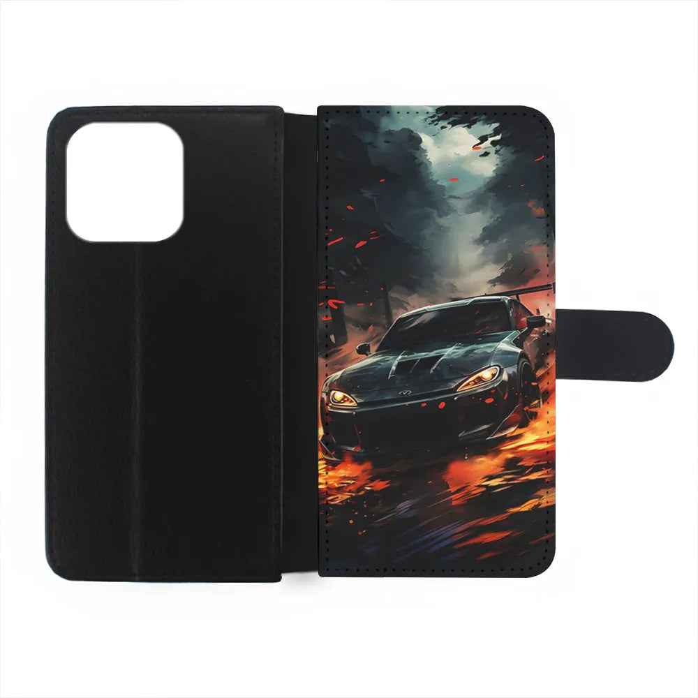 Sport Car Drift Smoke iPhone 13 Pro Case-Flip Wallet Case-Xtracase