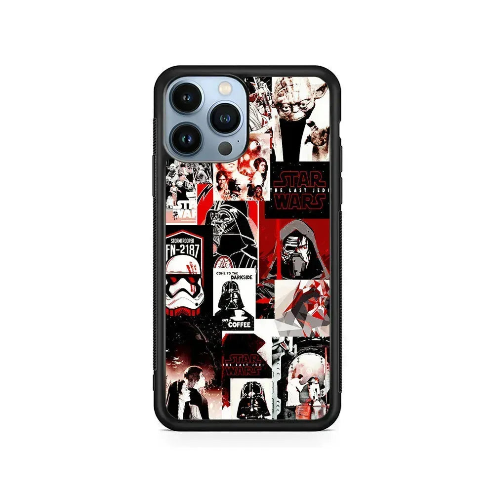 Star Wars Aesthetic Collage iPhone 15 Pro Max Case-Rubber / Black (2D Case)-Xtracase