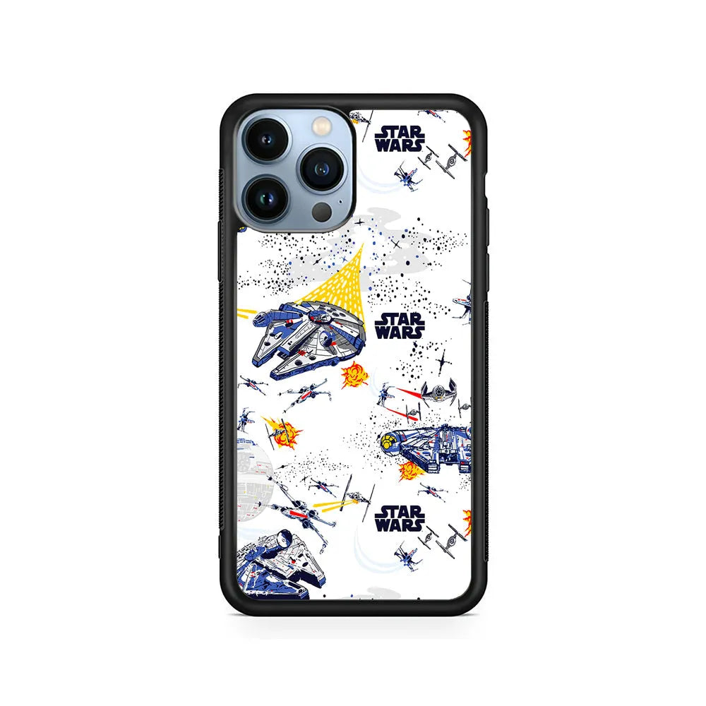 Star Wars Aircraft on Galaxy iPhone 13 Pro Case-Rubber / Black (2D Case)-Xtracase