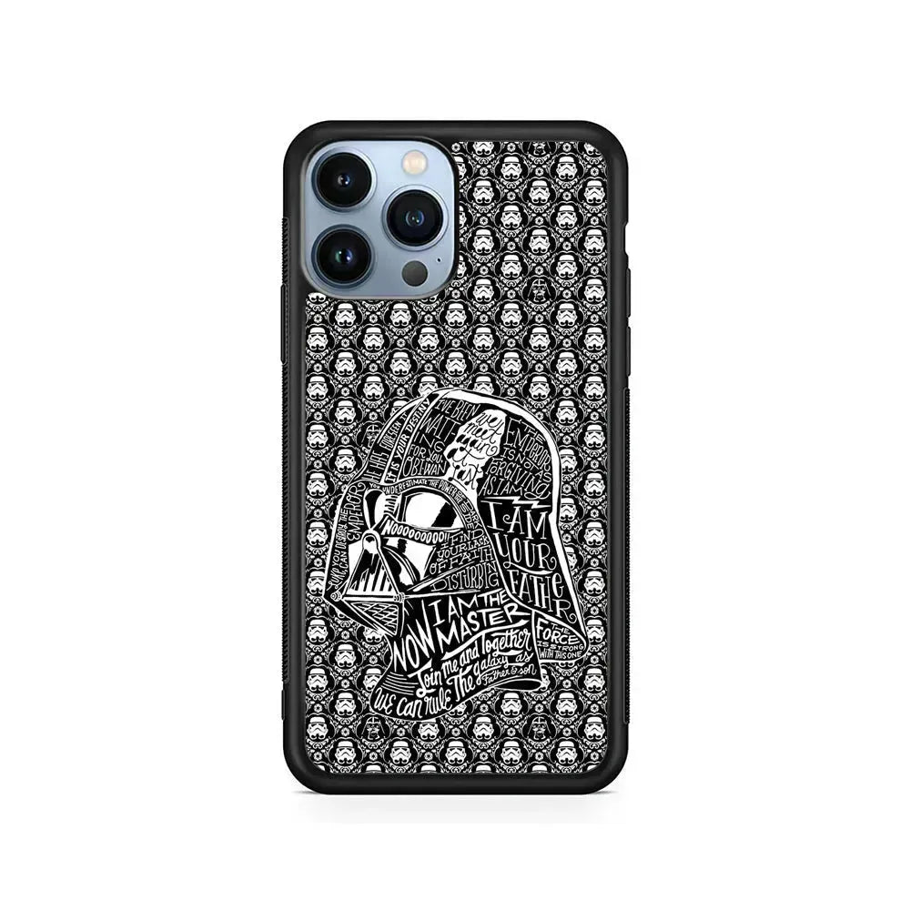 Star Wars Dart Vader Pattern iPhone 15 Pro Max Case-Rubber / Black (2D Case)-Xtracase