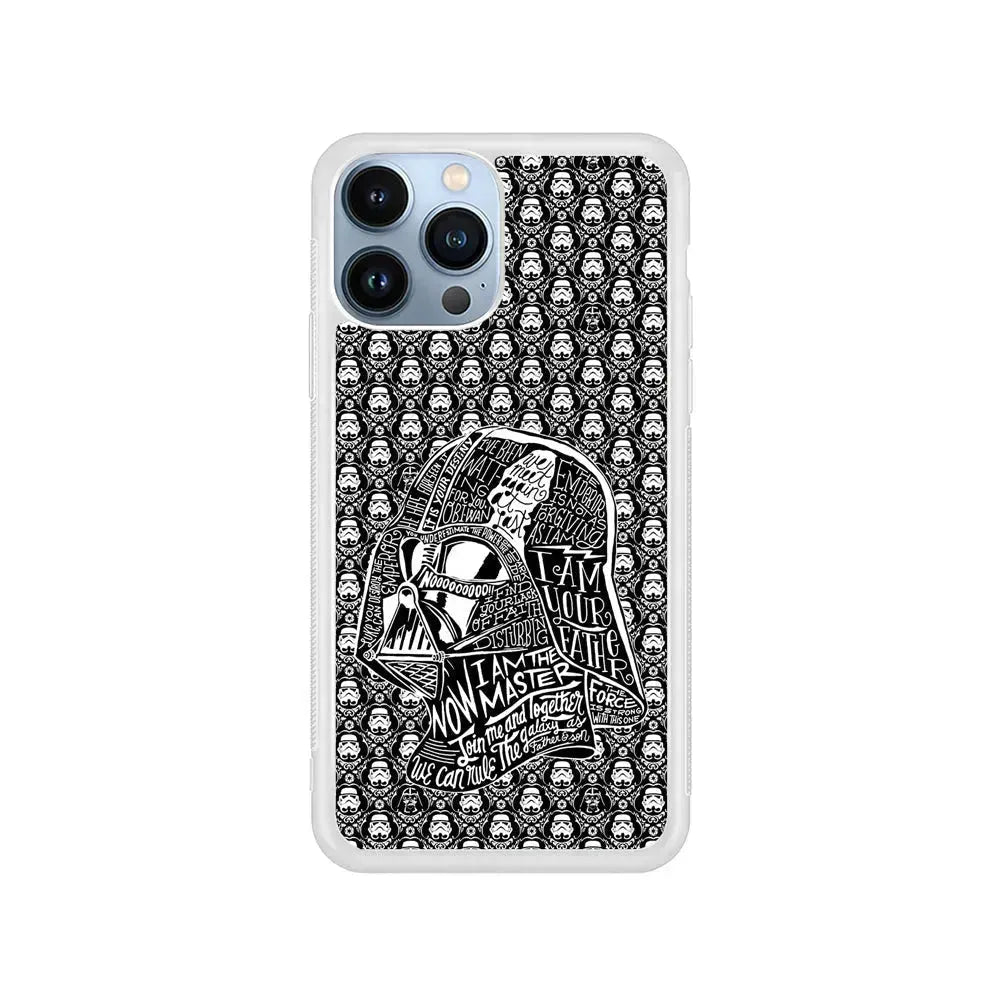 Star Wars Dart Vader Pattern iPhone 15 Pro Max Case-Rubber / White (2D Case)-Xtracase